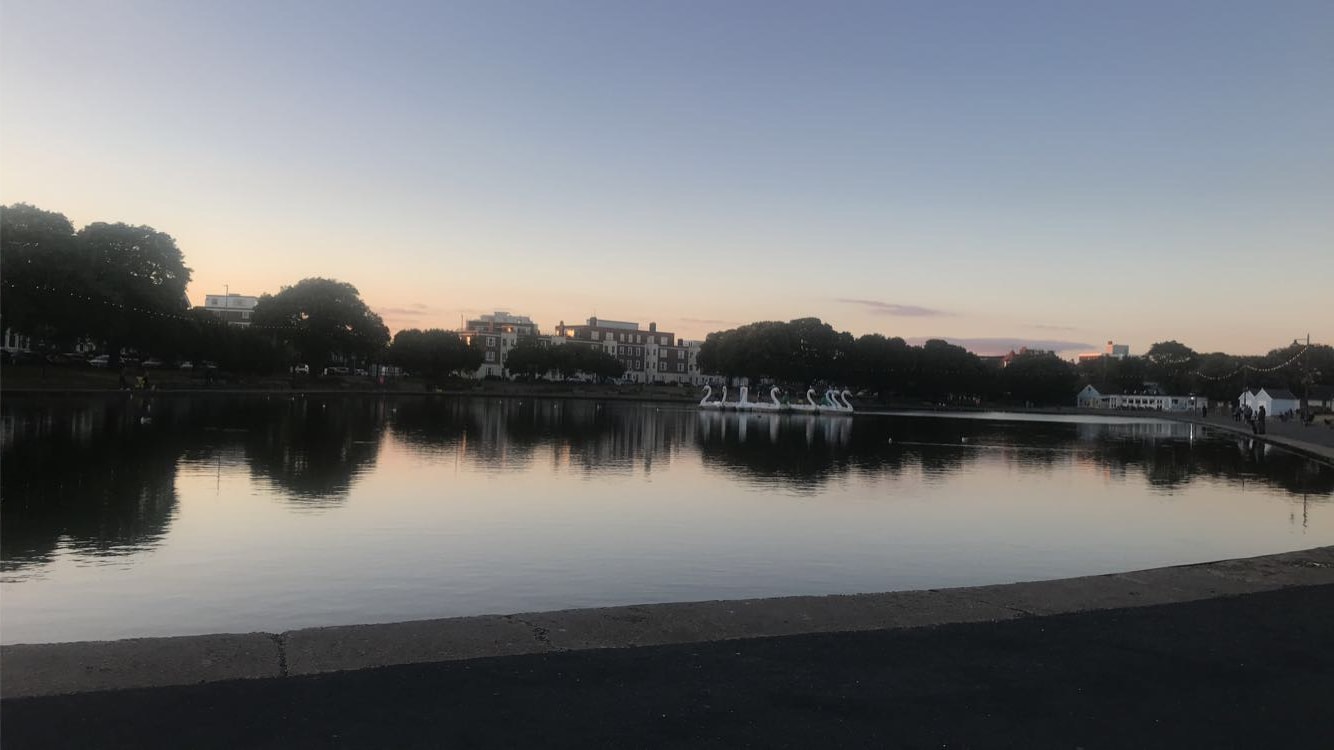 Swan Lake — calm water reflection at Portsmouth