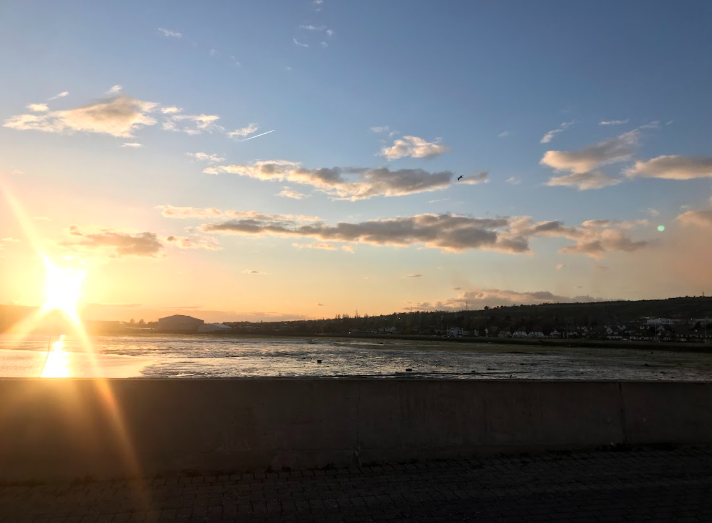 Golden sunset over the beach at Weston-Super-Mare
