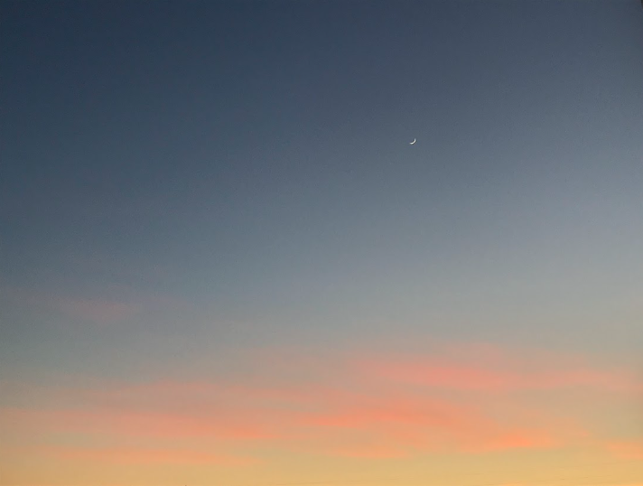 Dusk — crescent moon in a twilight gradient sky
